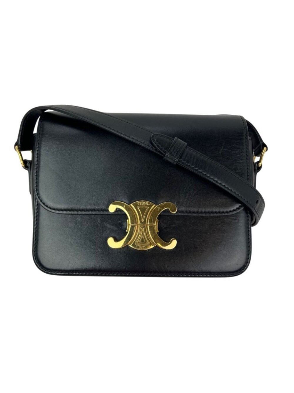 Celine Teen Triomphe Shiny Calfskin Black Shoulder Bag